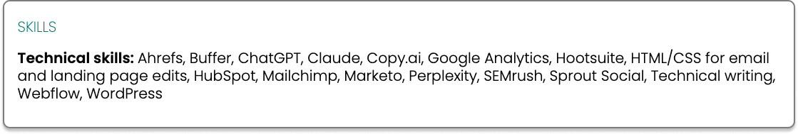 Technical skills resume example