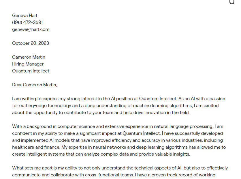 ai cover letter