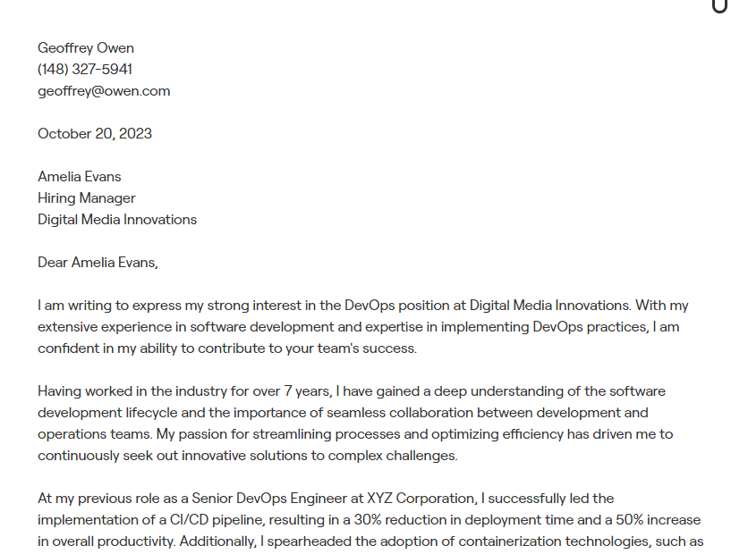 devops cover letter