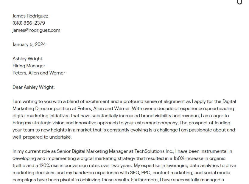 digital marketing director cover letter
