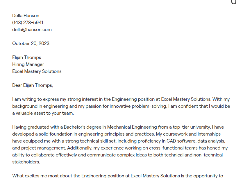 engineering cover letter