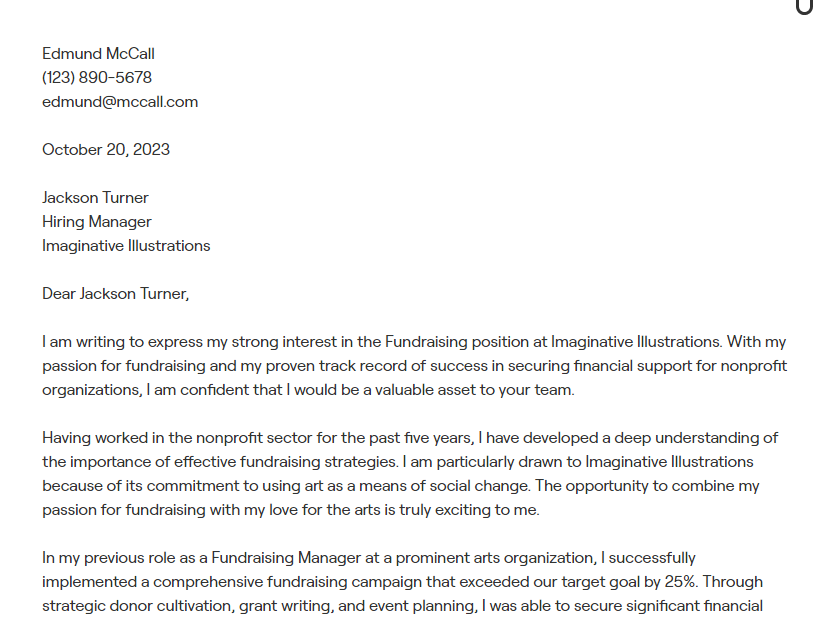fundraising cover letter
