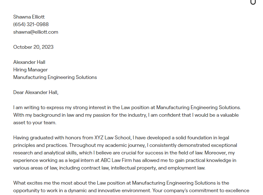 law cover letter
