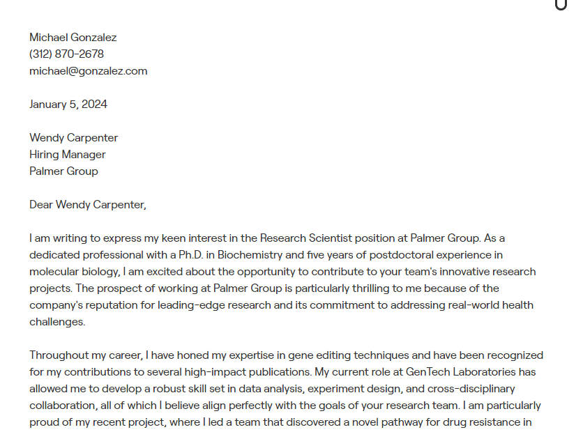 research scientist cover letter