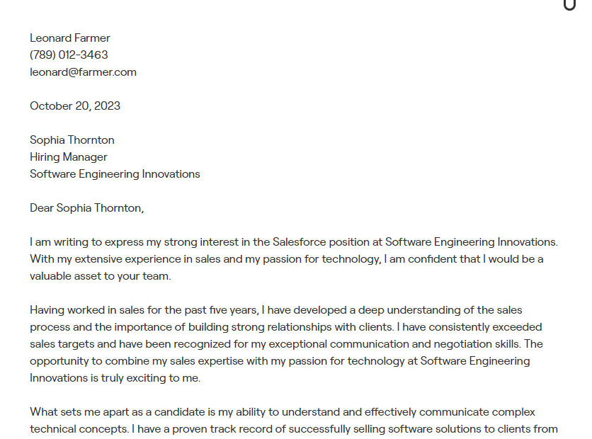 salesforce cover letter
