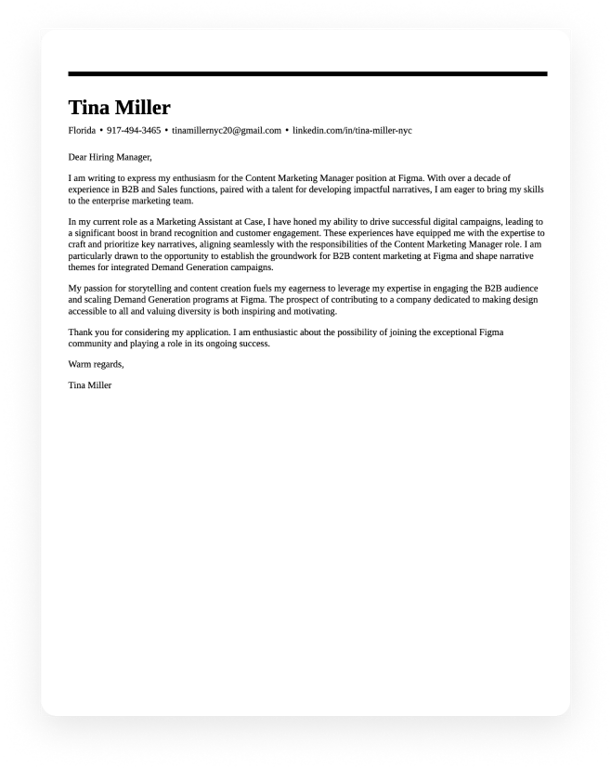 Professional cover letter template 1
