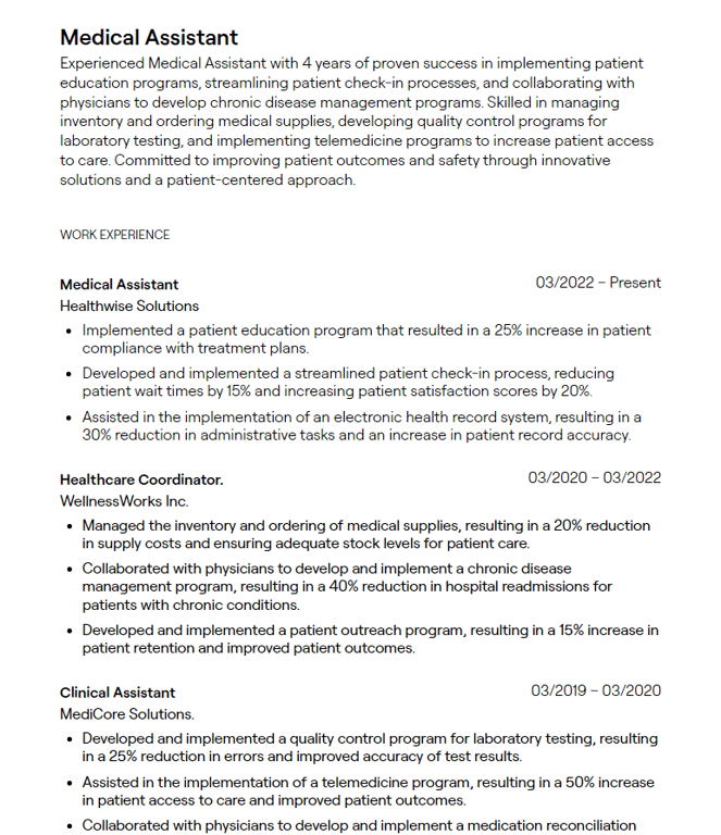 medical assistant cv