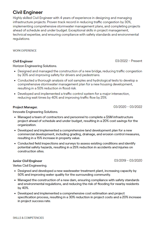 civil engineer cv