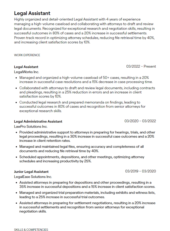 legal assistant cv