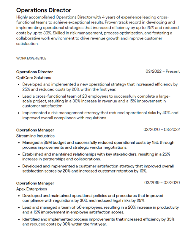 operations director cv
