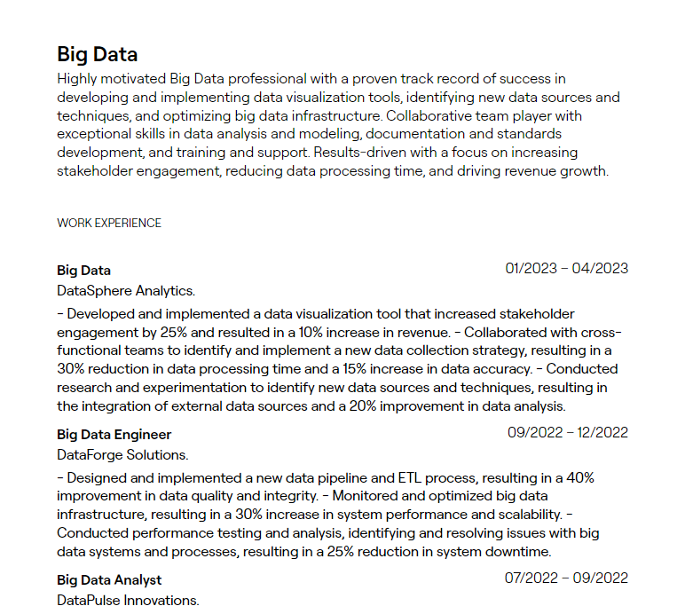 big data cv