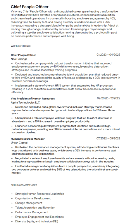 chief people officer cv