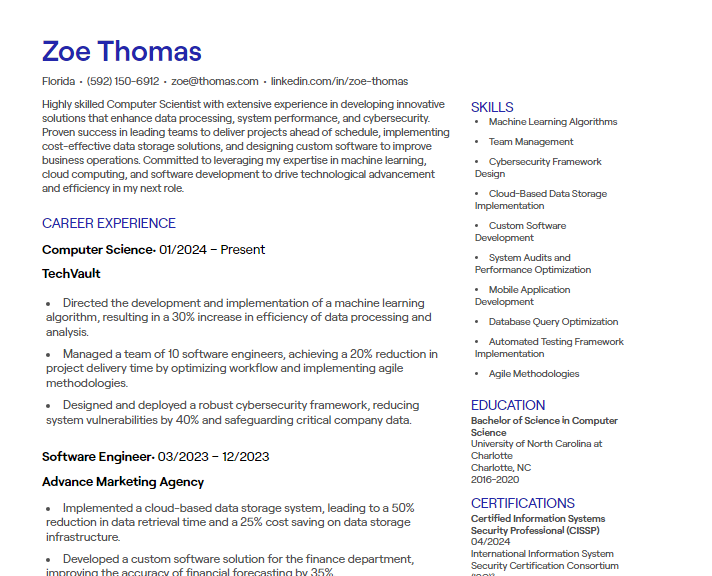 computer science cv