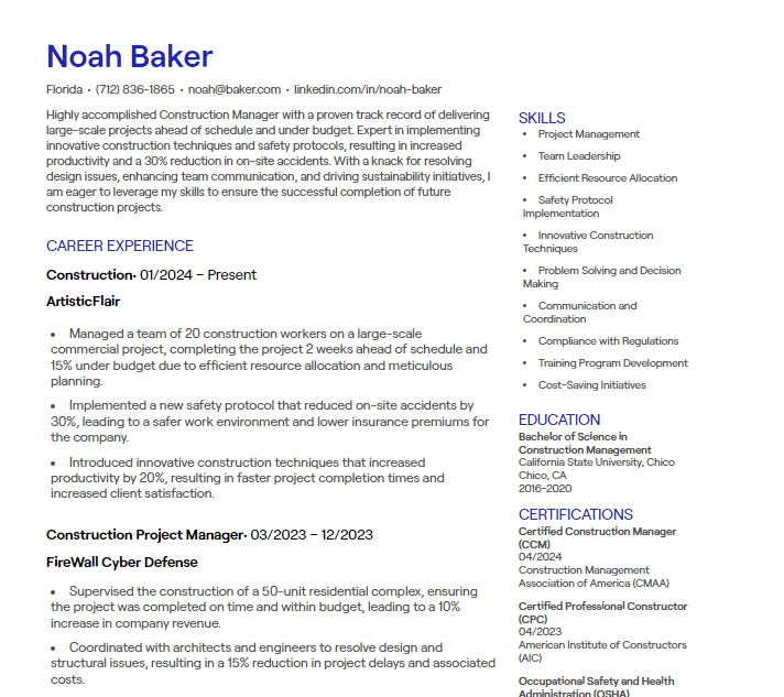 construction cv