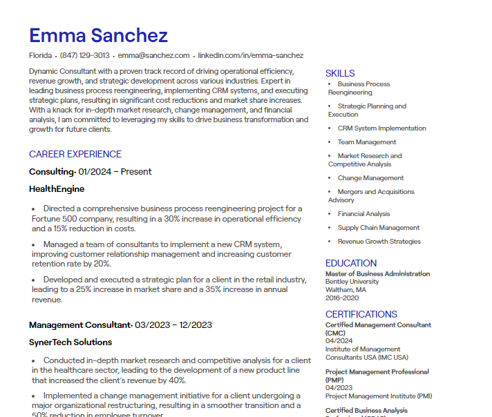 consulting cv