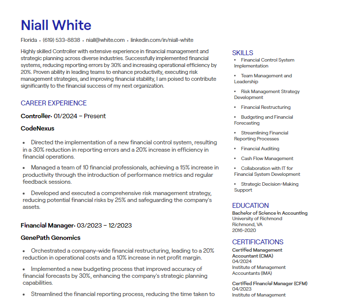 controller cv