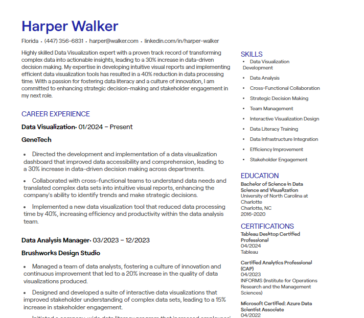 data visualization cv