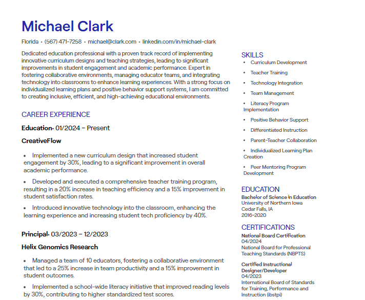 education cv