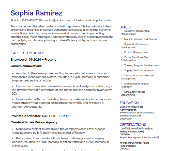 entry level cv