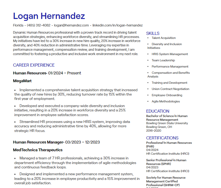 human resources cv