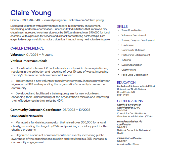 volunteer cv