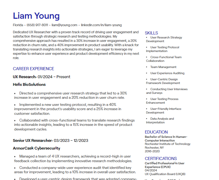 ux research cv