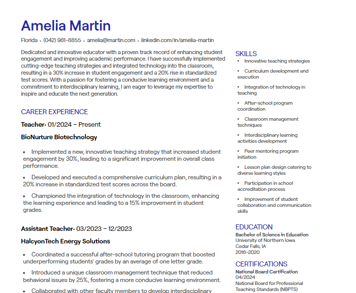 teacher cv