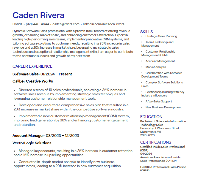 software sales cv