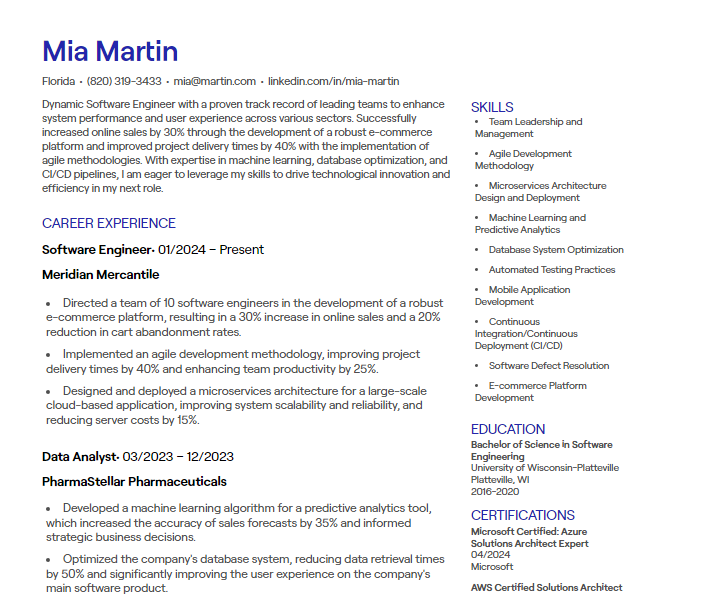 software engineer cv