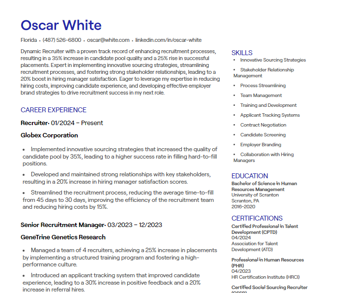 recruiter cv