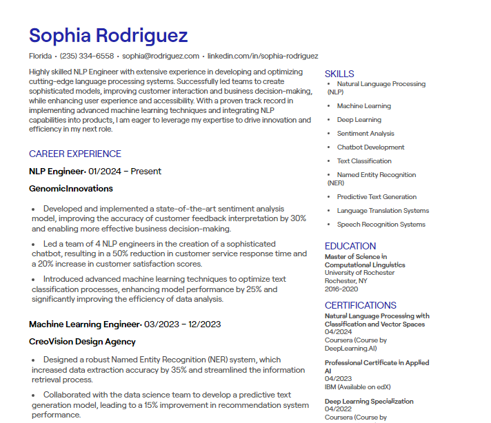 nlp engineer cv