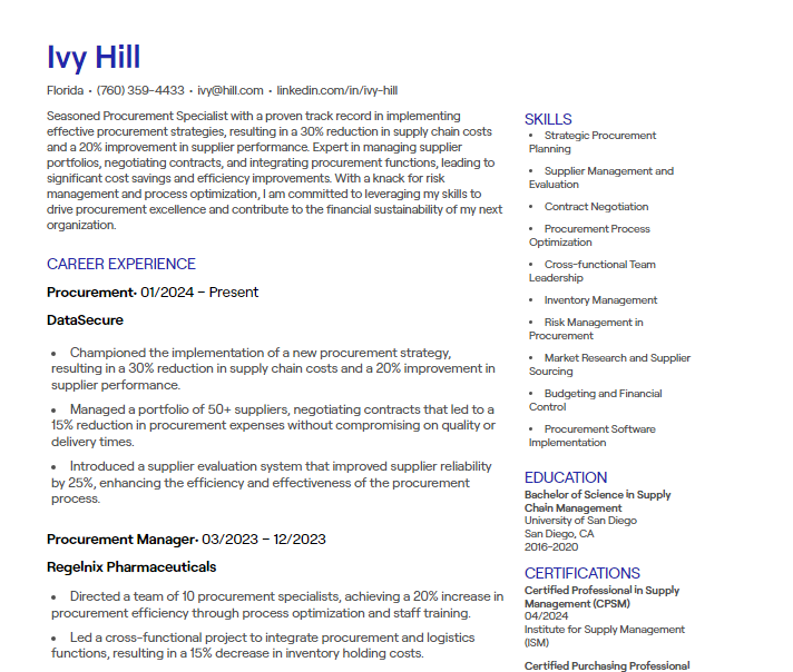 procurement cv