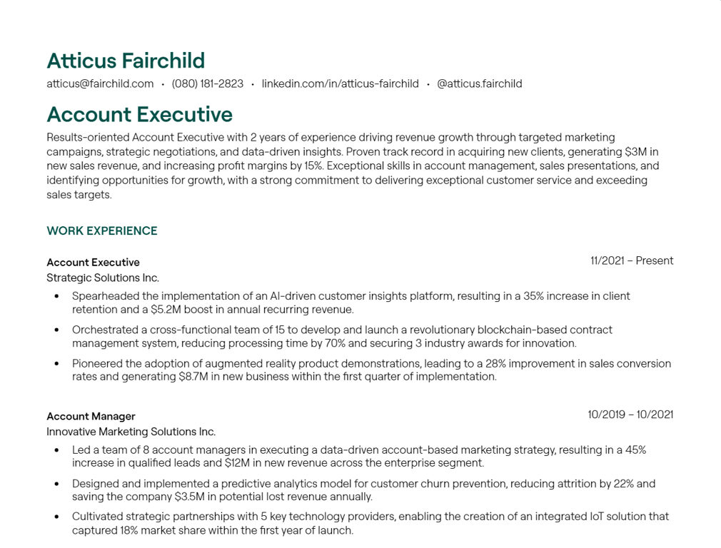 account executive cv