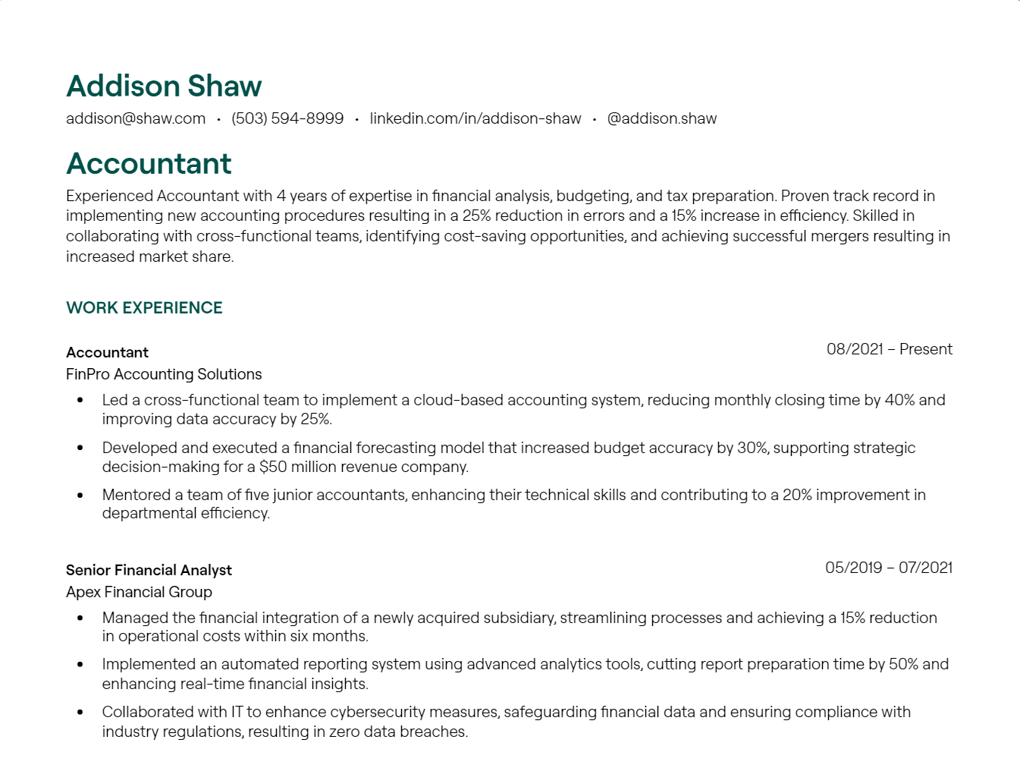 accountant cv