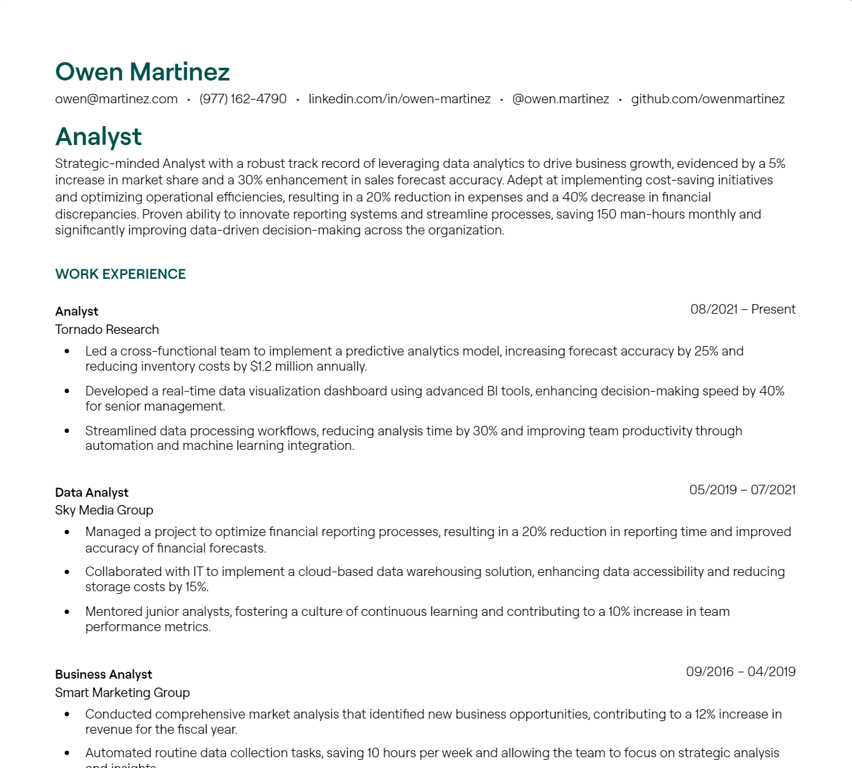 analyst cv