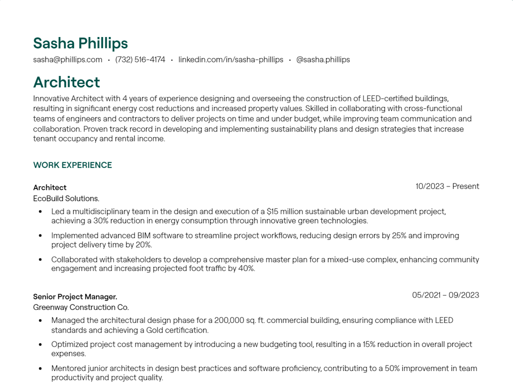 architect cv