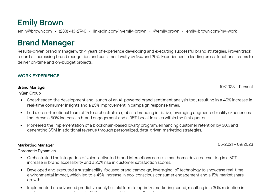 brand manager cv