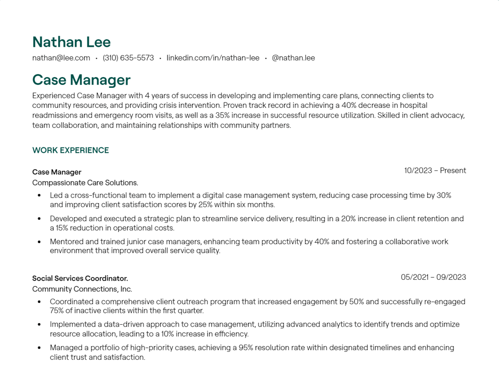 case manager cv