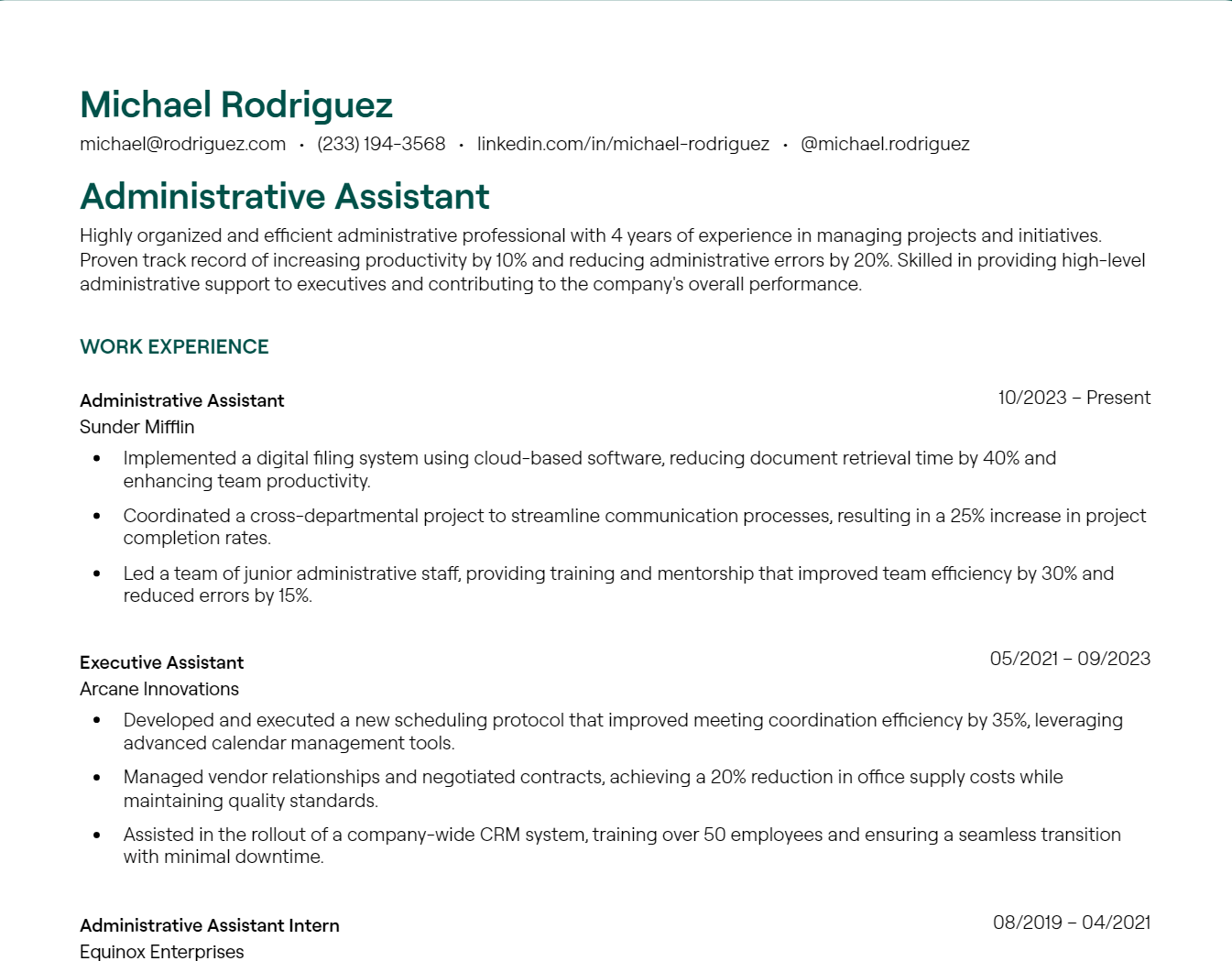 administrative assistant resume