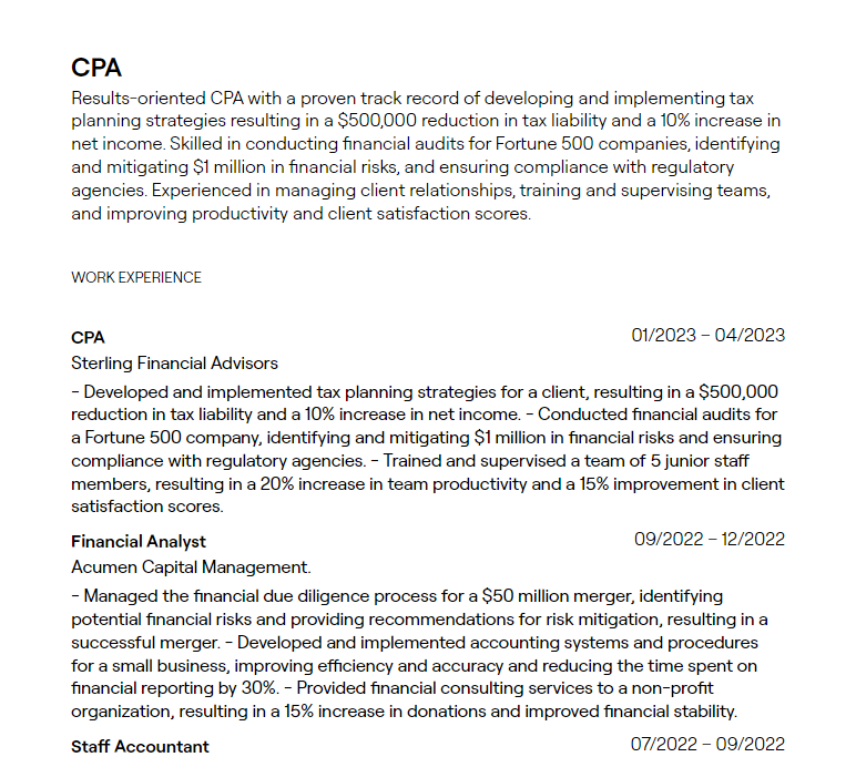 cpa resume