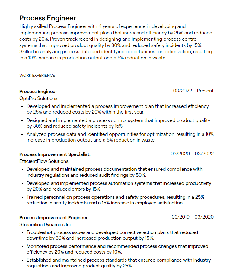 process engineer resume