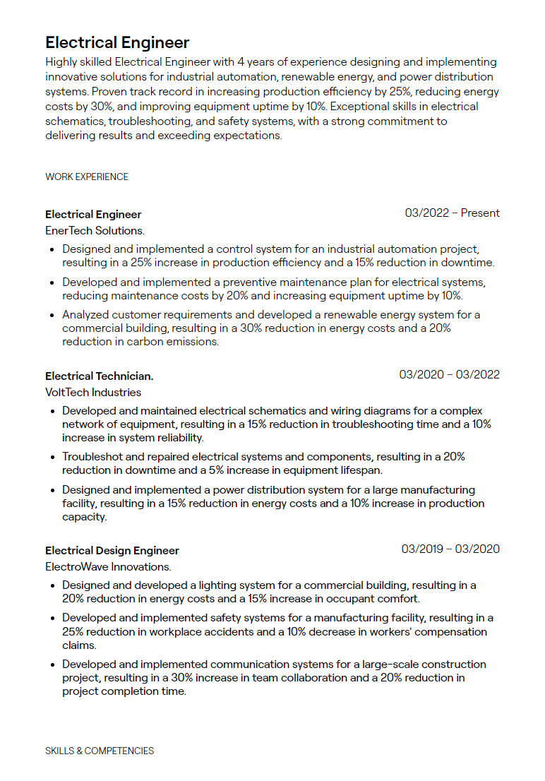 electrical engineer resume