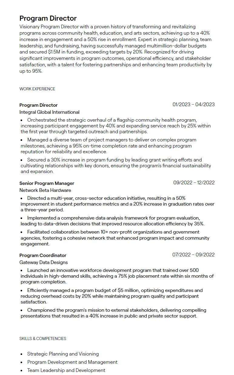 program director resume