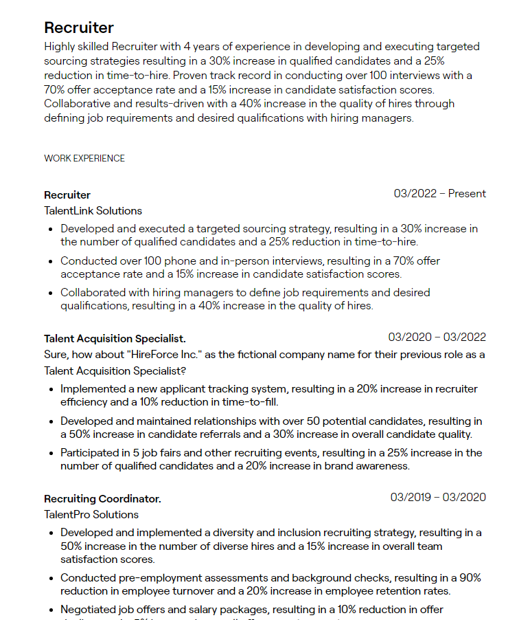 recruiter resume