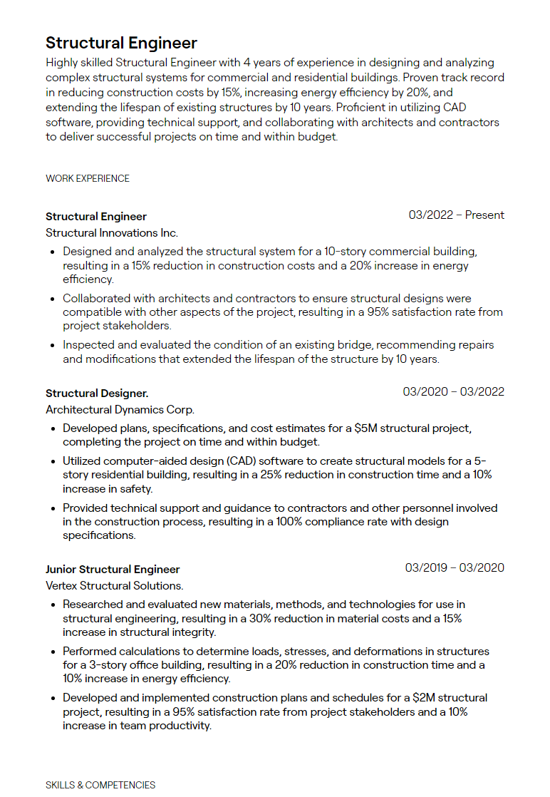 structural engineer resume