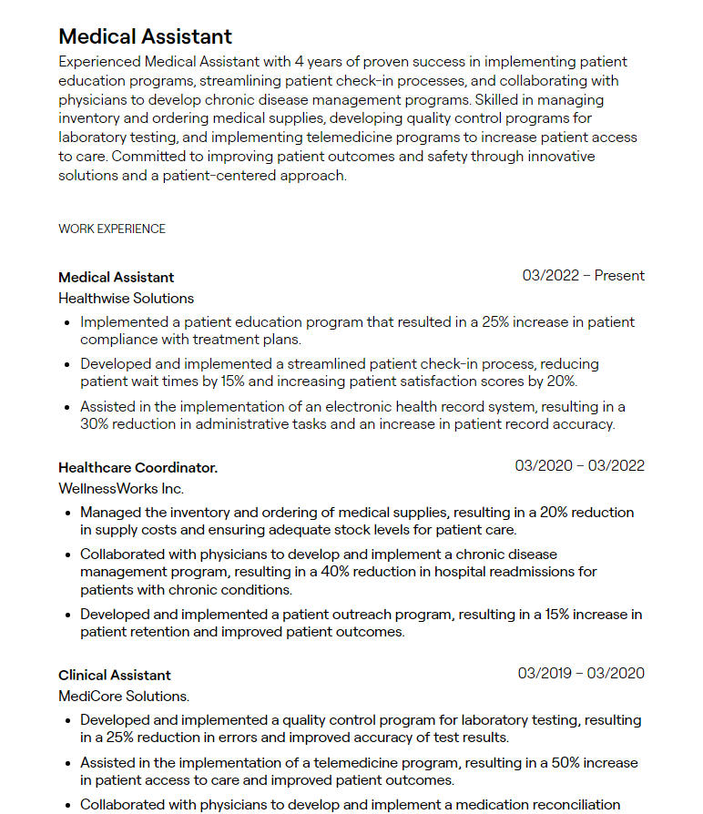 medical assistant resume