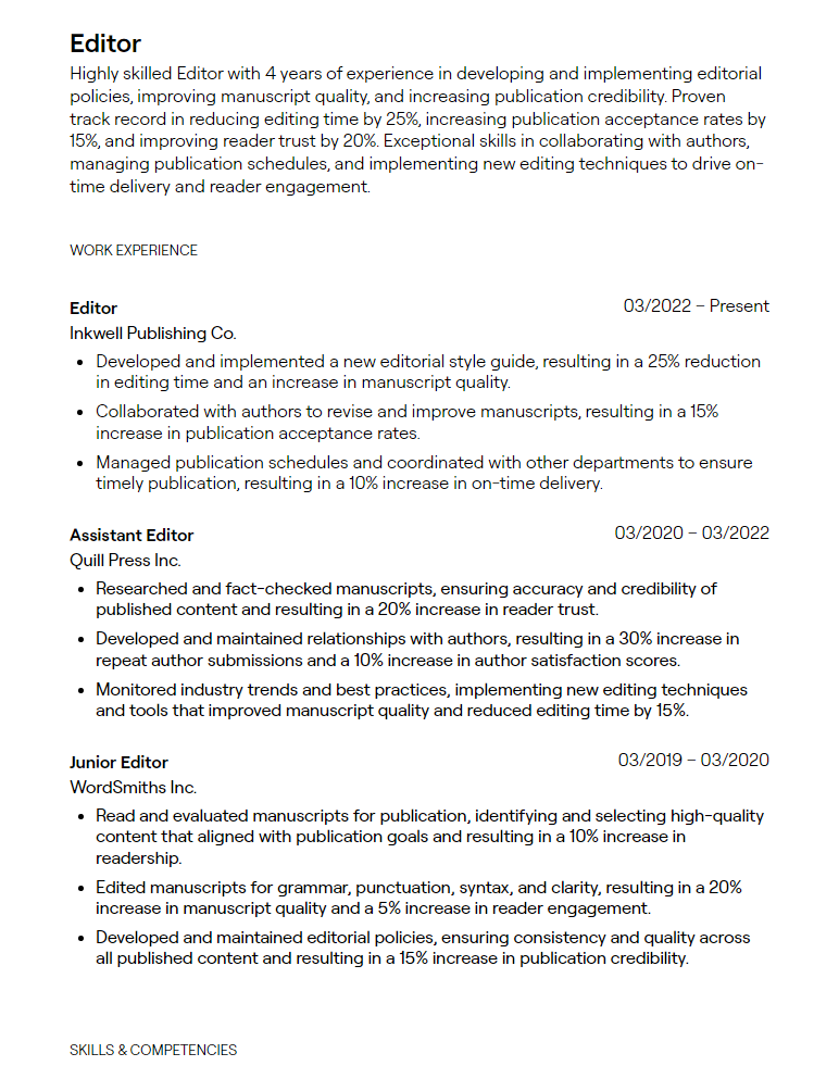 editor resume