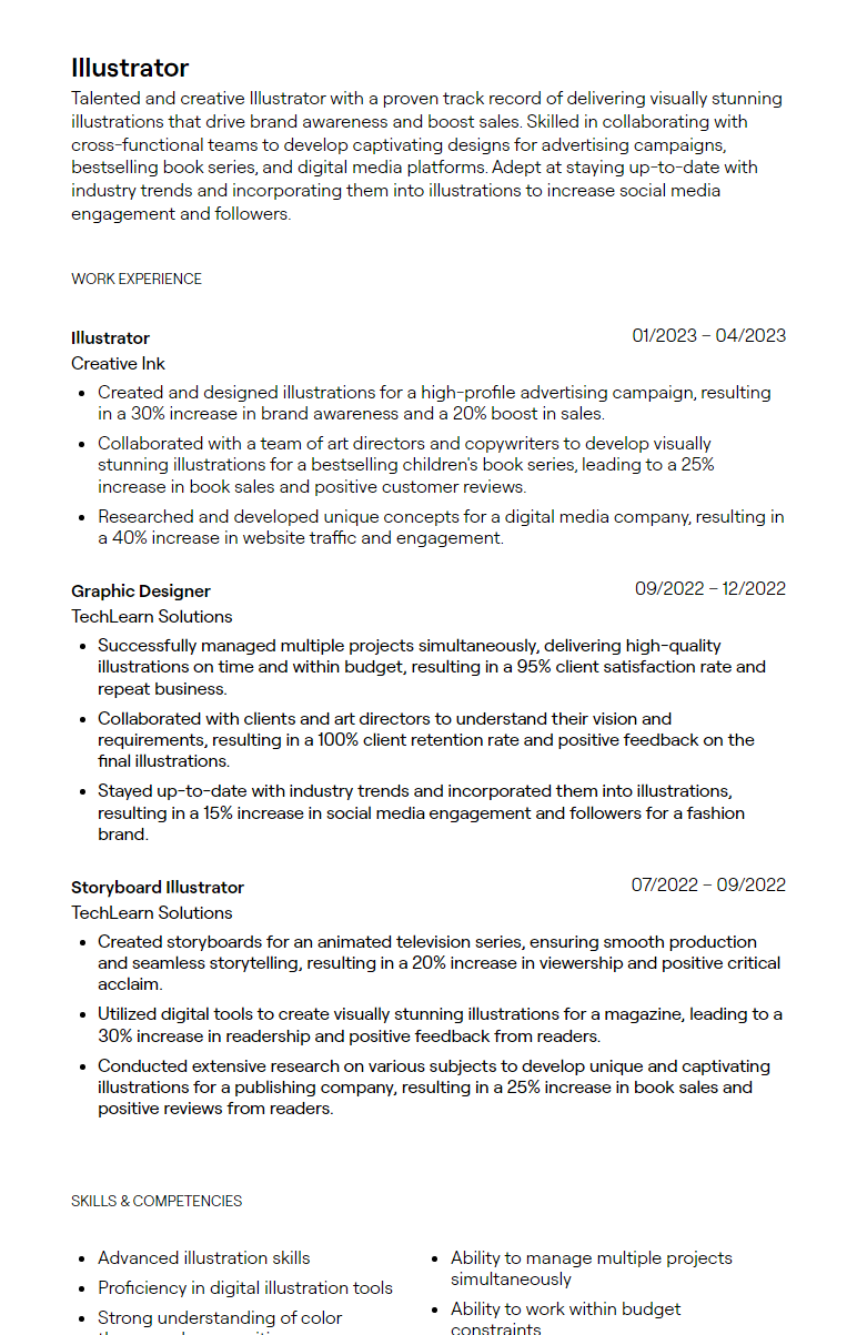 illustrator resume