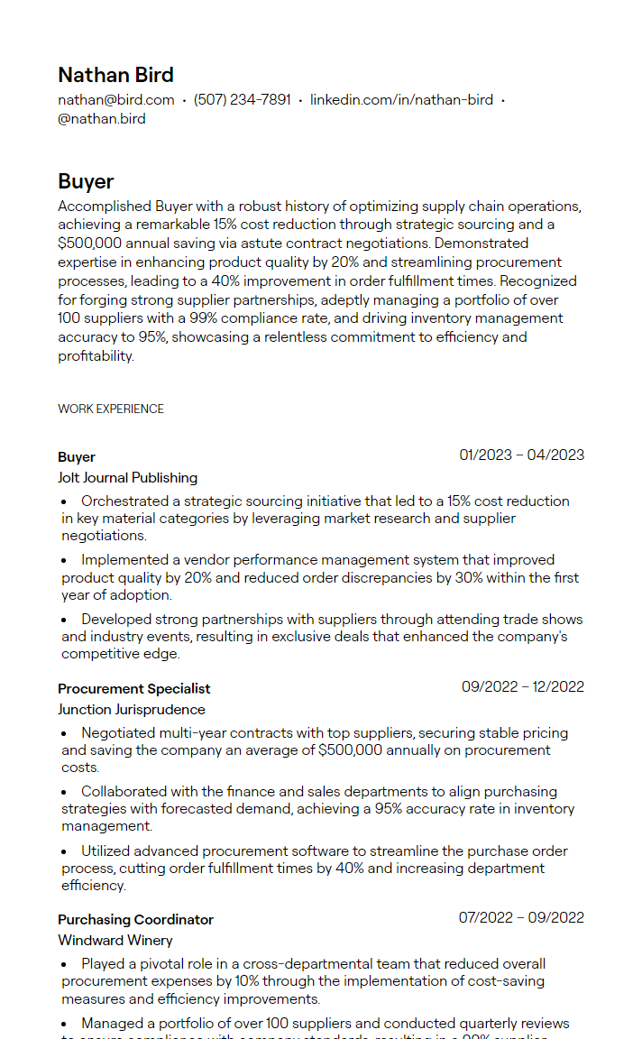 buyer resume