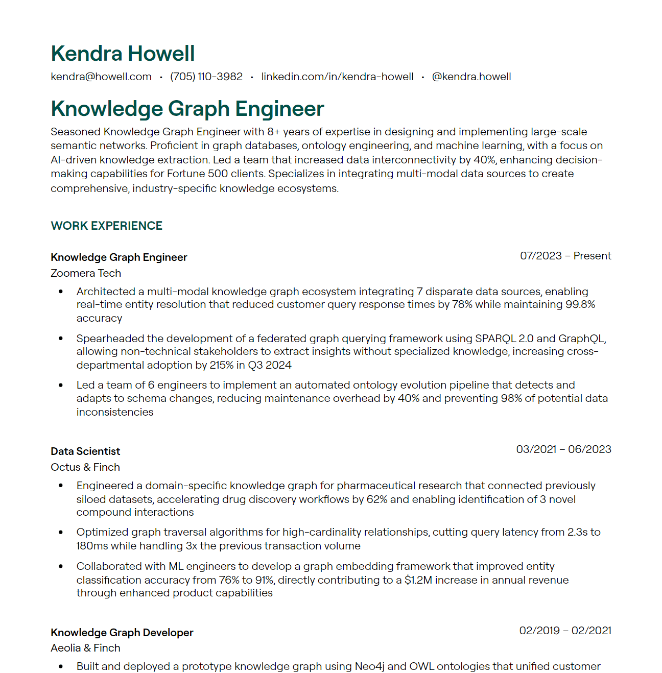 Knowledge Graph Engineer resume example